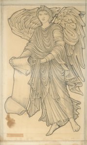 Enkeli rullalla - luku numero kymmenen, 1880 (liitu paperille) tekijältä Edward Burne Jones