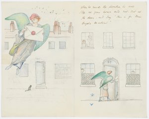 Kirje taiteilijan tyttärentytär Angela Thirkellille (kynä paperille) tekijältä Edward Burne Jones