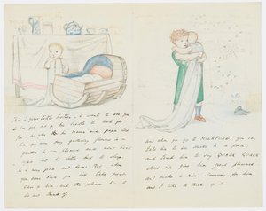 Kirje taiteilijan tyttärentytär Angela Thirkellille (kynä paperille) tekijältä Edward Burne Jones
