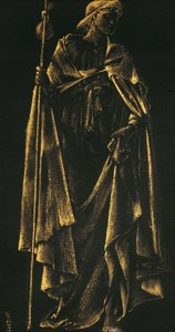 Palveleva enkeli (kultamaalia paperille) tekijältä Edward Burne Jones