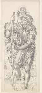 Pyhä Kristoffer ja Kristuslapsi tekijältä Edward Coley Burne Jones