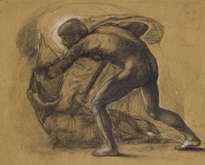 Pyhä Yrjö ja lohikäärme (kynä paperille) tekijältä Edward Burne Jones