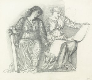 Study for "Music", n.1865 tekijältä Edward Burne Jones