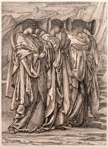 Tutkimus "The Challenge in the Wilderness", n. 1875 tekijältä Edward Burne Jones