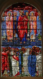 Ylösnousemus, 1885-1897 (lasimaalauksia) tekijältä Edward Burne Jones