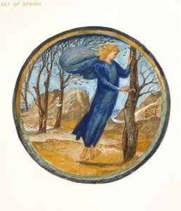 Kukkakirja: XI. Kevään avain, 1905 (litho guassipaperilla) tekijältä Edward Burne Jones