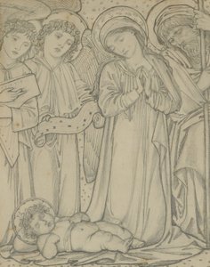 Pyhä perhe, n. 1874 (liitu paperille) tekijältä Edward Burne Jones