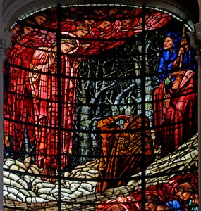Syntymäjumalanpalvelus ja julistus paimenille, 1885-1897 (lasimaalauksia) tekijältä Edward Burne Jones