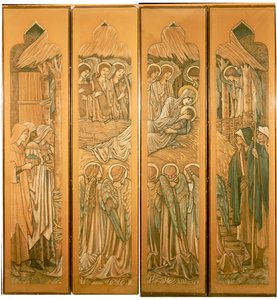Syntymä, sarjakuvia lasimaalauksia varten St. Deiniolissa, Hawardenissa, 1897 tekijältä Edward Burne Jones