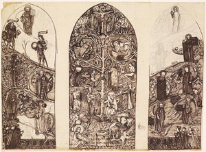 The Tree of Jesse, suunnittelu lasimaalauksille Waltham Abbeyssa, valmistaja Powell & Co., 1860 tekijältä Edward Burne Jones