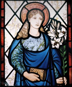 Neitsyt Maria, 1882 (lasimaalauksia) tekijältä Edward Burne Jones