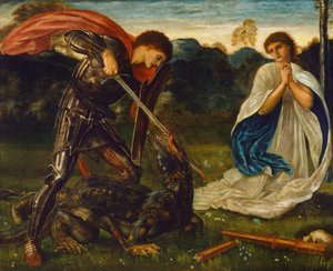 Taistelu: Pyhä Yrjö tappaa lohikäärmeen VI, 1866 tekijältä Edward Burne Jones