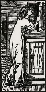 Psyke katselee kaappiin, 1866 tekijältä Edward Coley after Burne Jones