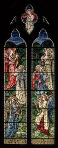 Wilden, All Saints, Morris & Co., Edward Burne-Jones, John Henry Dearle (1859-1932), Paratiisin enkelit, Enkelimuusikot, 1902-1914, Louisa, Alfred, Baldwinit, pääministeri, metodisti, Worcesterit tekijältä Edward Coley and Dearle Burne Jones