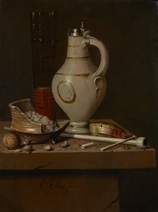 Asetelma tupakointivälineineen ja olutmukineen, 1664