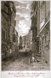 Butcher Row, Westminster, Lontoo, 1796. tekijältä Edward Dayes