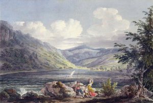 Haweswater, Westmoreland, n. 1795 (wc grafiitin päällä kudospaperilla) tekijältä Edward Dayes