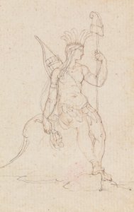 Allegory of America Carrying the Liberty, n. 1760-1848 (kynä, musta muste, grafiitti ja punainen liitu) tekijältä Edward Francis Burney