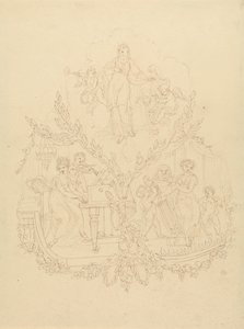 Naishahmot ja soittimia soittava Putti tekijältä Edward Francis Burney