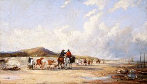 "Crossing the sands to Swansea Market", 1850-luku tekijältä Edward Francis Drew Pritchard
