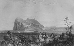Gibraltar. Alemmasta Signal Towerista Espanjan kuningattaren tuolin juurella, 1840
