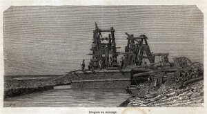 Grenetin piirustukset Suezin kanavalla havainnollistamaan Paul Merruaun retkiä Suezin kanavalle vuonna 1862. Kaiverrus kirjassa "" Le tour du monde", toimittanut Edouard Charton tekijältä Edward Grenet