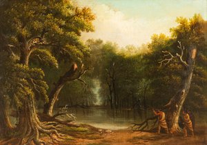 Natives amerikkalainen ammunta jaguaari puussa tekijältä Edward Hicks