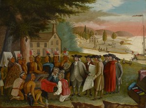 Pennin sopimus intiaanien kanssa, noin 1830-40 (öljy kankaalle). tekijältä Edward Hicks
