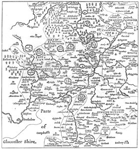 Stratford-upon-Avonin ja sitä ympäröivien alueiden kartta, 1610 1885.