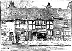 Shakespearen syntymäpaikka ennen restaurointia, Stratford-upon-Avon, Warwickshire, 1885.
