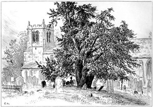 Snitterfieldin kirkko, Snitterfield, Warwickshire, 1885.
