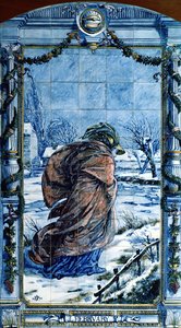 Helmikuu, hollantilaisen keittiön laattapaneelisarjasta, 1867-8 tekijältä Edward John Poynter