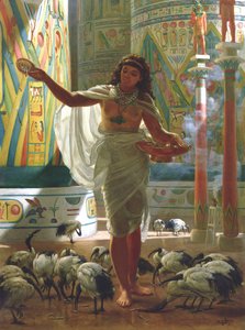 Pyhän Ibiksen ruokkiminen Karnacin hallissa (öljy kankaalle) tekijältä Edward John Poynter