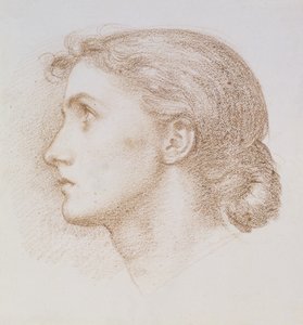 Nuoren naisen päätutkimus, n. 1880 (liitu paperille) tekijältä Edward John Poynter