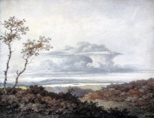 Maaseutumaisema ja myöhempiä pilvitutkimuksia Luke Howardin (1772-1864) n. 1808-11 (wc paperilla)