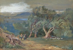 Korfun kaukaisempi näkymä Virosista käsin tekijältä Edward Lear