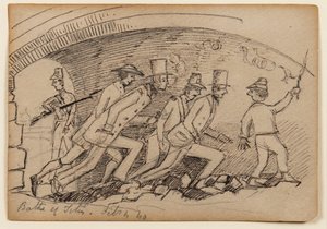 Baths of Titus, 1840 (lyijykynä, kynä ja muste paperille) tekijältä Edward Lear