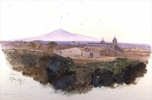 Catania: 1847 (kynä, tussi ja guassi) tekijältä Edward Lear