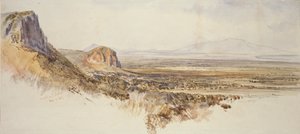 Kaukainen näkymä Borghettoon ja Partenicoon, Sisilia, 1847 tekijältä Edward Lear