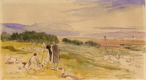 Kaukainen näkymä Janinasta (muste, lyijykynä ja wc paperille) tekijältä Edward Lear