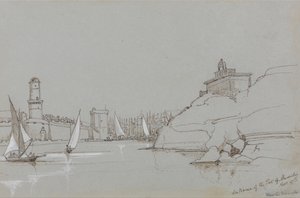 Marseillen sataman sisäänkäynti tekijältä Edward Lear