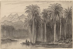 Figuurit lähtevät kanootilla Palm Grovesta (Wady Feiran) tekijältä Edward Lear