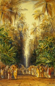 Figuurit tiellä lähellä Gallea, Ceylon, tekijältä Edward Lear