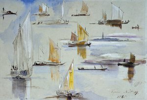Venetsialaisia veneitä koskevia tutkimuksia ja huomautuksia. Edward Learin (1812-1888) maalaus. tekijältä Edward Lear