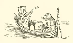 Pöllö ja kissa (kaiverrus) tekijältä Edward Lear