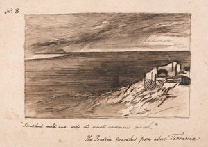 Terracinan yläpuolella sijaitsevat Pontine-suot tekijältä Edward Lear