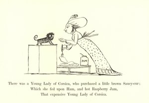 Siellä oli nuori nainen Korsikasta, joka osti pienen ruskean Saucy-curin tekijältä Edward Lear