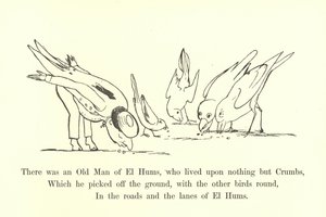El Humsissa oli vanha mies, joka ei elänyt muulla kuin Crumbsilla tekijältä Edward Lear