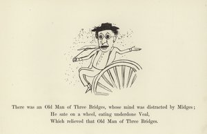Siellä oli Kolmen sillan vanha mies, jonka mielet häiritsivät Midges tekijältä Edward Lear