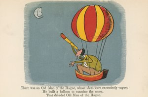 Siellä oli Haagin vanha mies, jonka ideat olivat liian epämääräisiä, kirjasta "A Book of Nonsense", jonka julkaisi Frederick Warne and Co., Lontoo, noin 1875 tekijältä Edward Lear